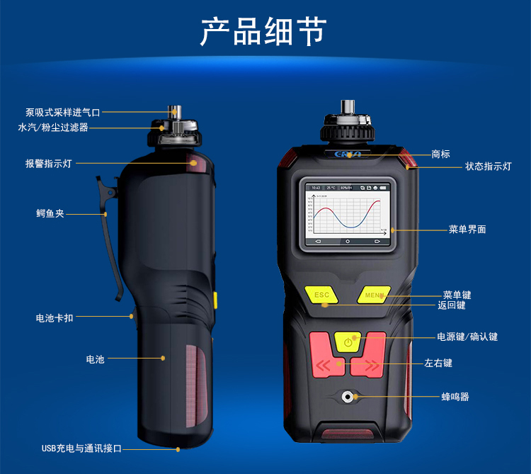 便攜泵吸式乙硫醇氣體檢測報警儀